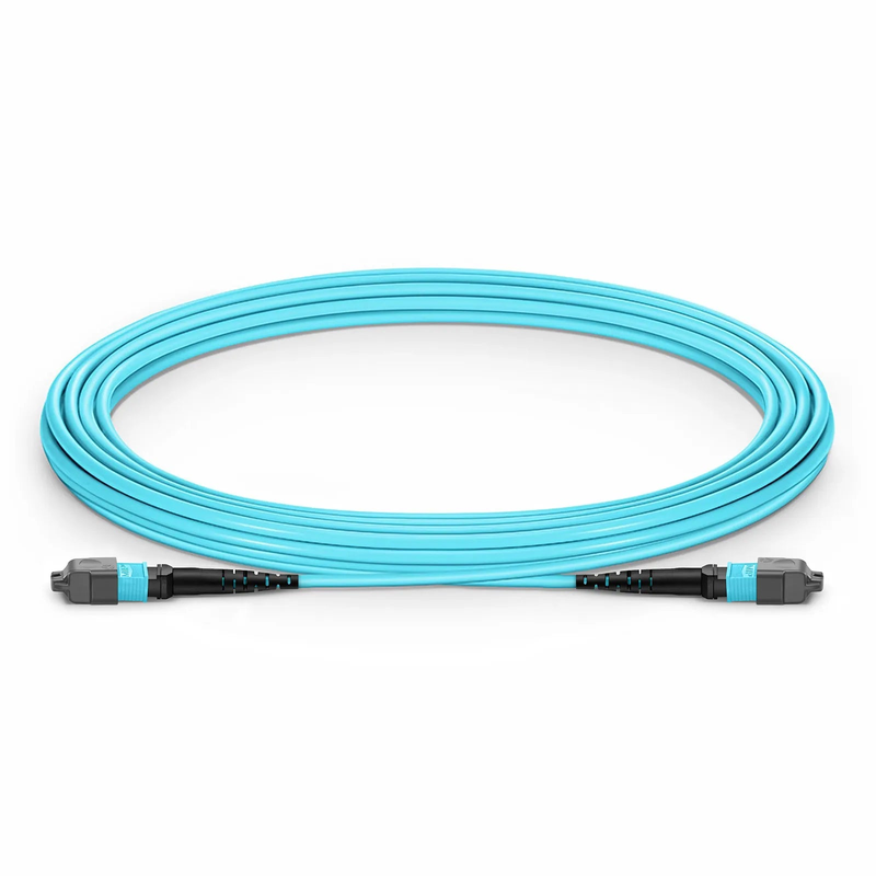 SFPS 5m (16ft) MTP® Jumper, MTP®-12 UPC (Female) to MTP®-12 UPC (Female), 12 Fibers, Multimode (OM3), Plenum (OFNP), 0.35dB Max, Type B, Aqua SFPS