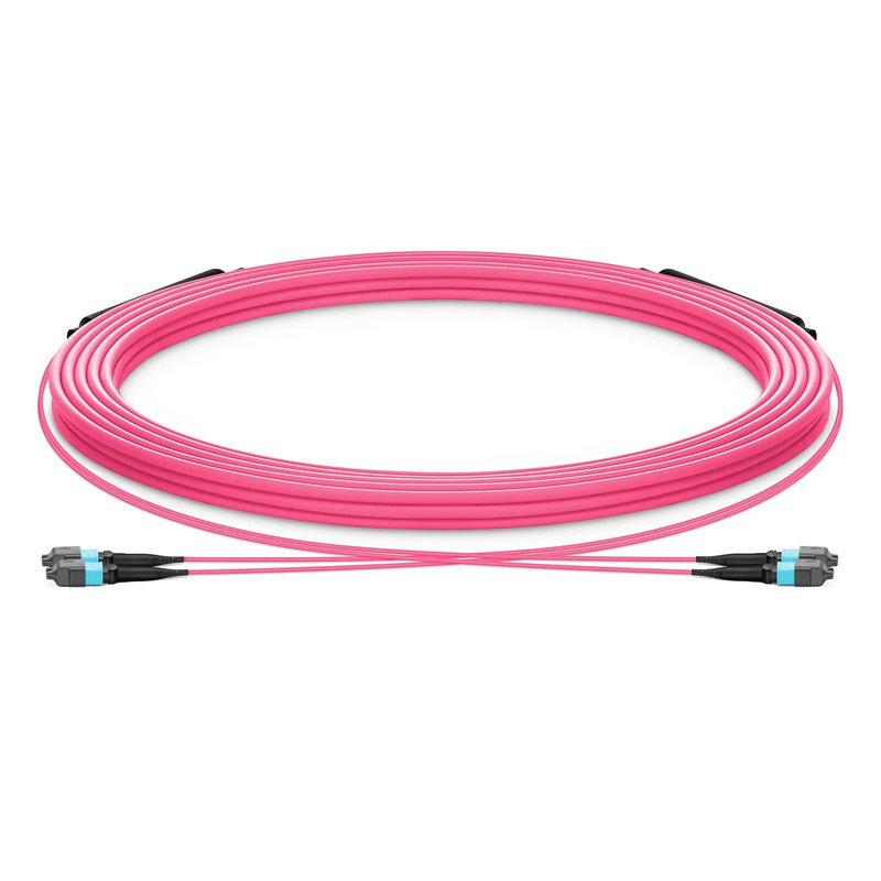 SFPS 30m (98ft) MTP® Trunk Cable, MTP®-12 UPC (Male) to MTP®-12 UPC (Male), 24 Fibers, Multimode (OM4), Plenum (OFNP), 0.20dB Max, Type A, Double Jacket, Magenta SFPS