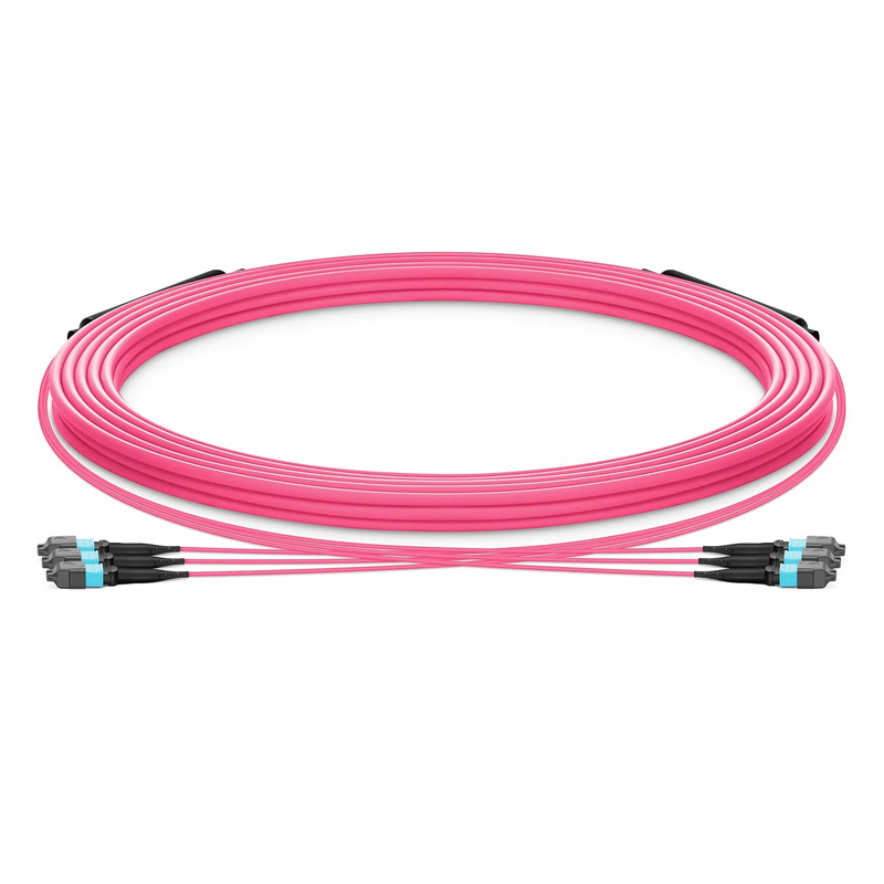 SFPS 30m (98ft) MTP® Trunk Cable, MTP®-12 UPC (Male) to MTP®-12 UPC (Male), 36 Fibers, Multimode (OM4), Plenum (OFNP), 0.20dB Max, Type A, Double Jacket, Magenta SFPS