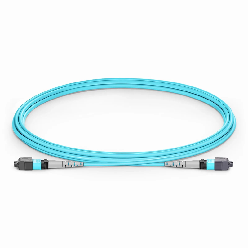 SFPS 2m (7ft) MTP® Jumper, MTP®-8 UPC (Female) to MTP®-8 UPC (Female), 8 Fibers, Multimode (OM3), Plenum (OFNP), 0.35dB Max, Type B, Aqua SFPS