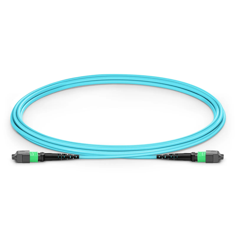 SFPS 2m (7ft) MTP® Jumper, MTP®-16 APC (Female) to MTP®-16 APC (Female), 16 Fibers, Multimode (OM3), Plenum (OFNP), 0.35dB Max, Crossover, Aqua SFPS