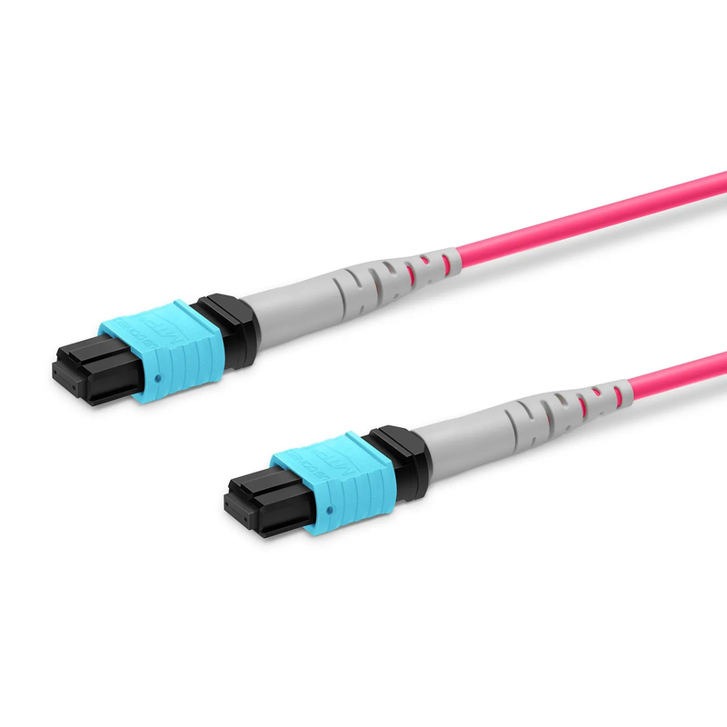 SFPS 3m (10ft) MTP® Jumper, MTP®-8 UPC (Female) to MTP®-8 UPC (Female), 8 Fibers, Multimode (OM4), Plenum (OFNP), 0.25dB Max, Type B, Magenta SFPS