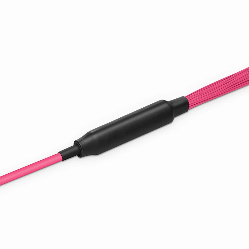 SFPS 30m (98ft) MTP® Hybrid Trunk Cable, MTP®-8 UPC (Female) to 4 LC UPC Duplex Uniboot, 32 Fibers, Multimode (OM4), Plenum (OFNP), 0.20dB Max, Type B, Double Jacket, Magenta SFPS