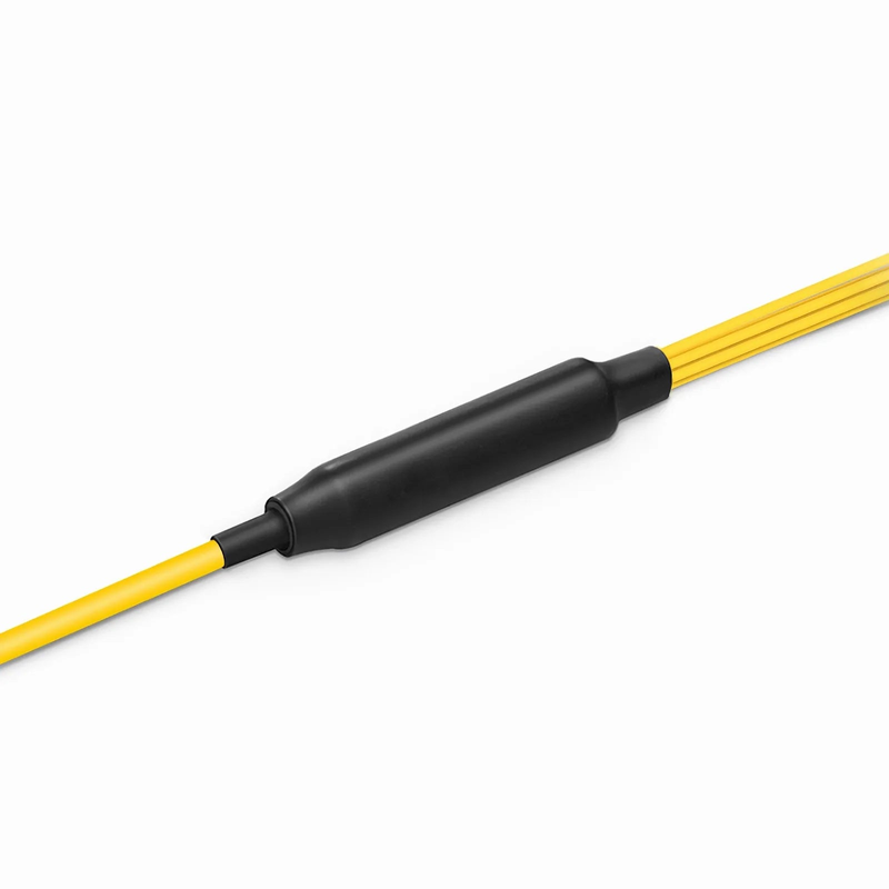 SFPS 30m (98ft) MTP® Hybrid Trunk Cable, MTP®-8 APC (Female) to 4 LC UPC Duplex Uniboot, 16 Fibers, Single Mode (OS2), Plenum (OFNP), 0.35dB Max, Type B, Double Jacket, Yellow SFPS