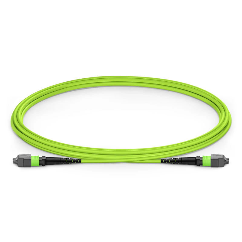 SFPS 2m (7ft) MTP® Jumper, MTP®-12 UPC (Female) to MTP®-12 UPC (Female), 12 Fibers, Multimode (OM5), Plenum (OFNP), 0.35dB Max, Type B, Lime Green SFPS