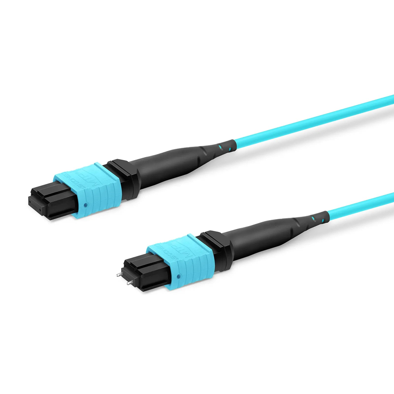 SFPS 30m (98ft) MTP® Trunk Cable, MTP®-12 UPC (Male) to MTP®-12 UPC (Female), 36 Fibers, Multimode (OM3), Plenum (OFNP), 0.20dB Max, Type A, Double Jacket, Aqua SFPS