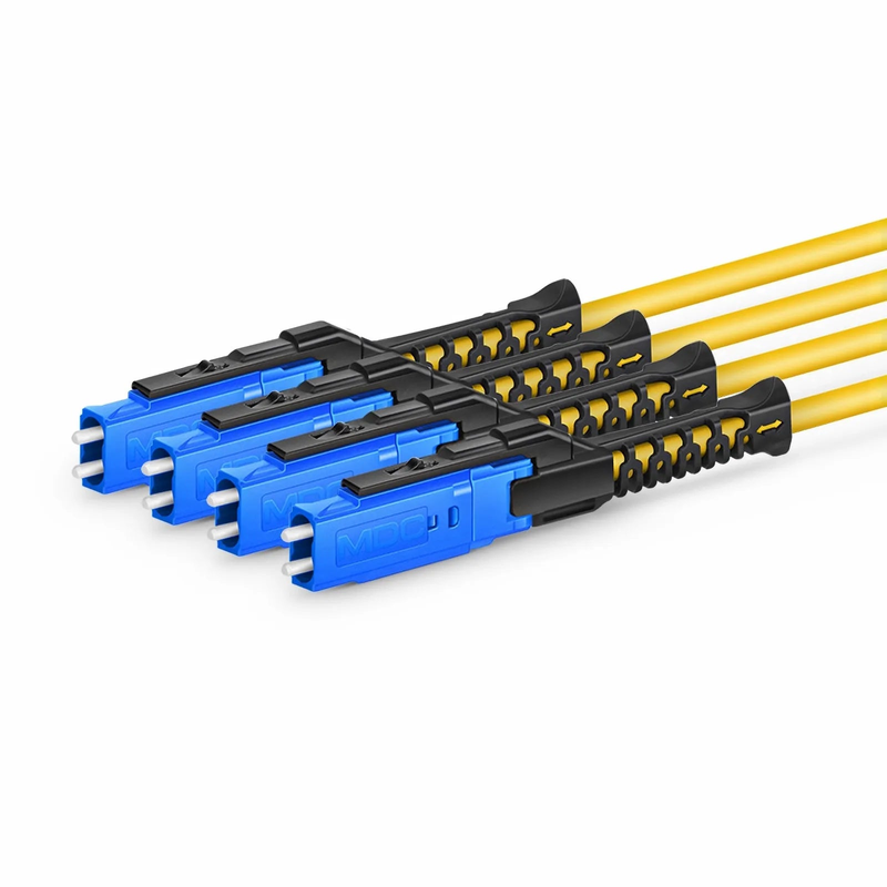 SFPS 2m (7ft) MTP® Harness, MTP®-8 APC (Female) to 4 MDC UPC Duplex, 8 Fibers, Single Mode (OS2), Plenum (OFNP), 0.35dB Max, Type B, Yellow SFPS