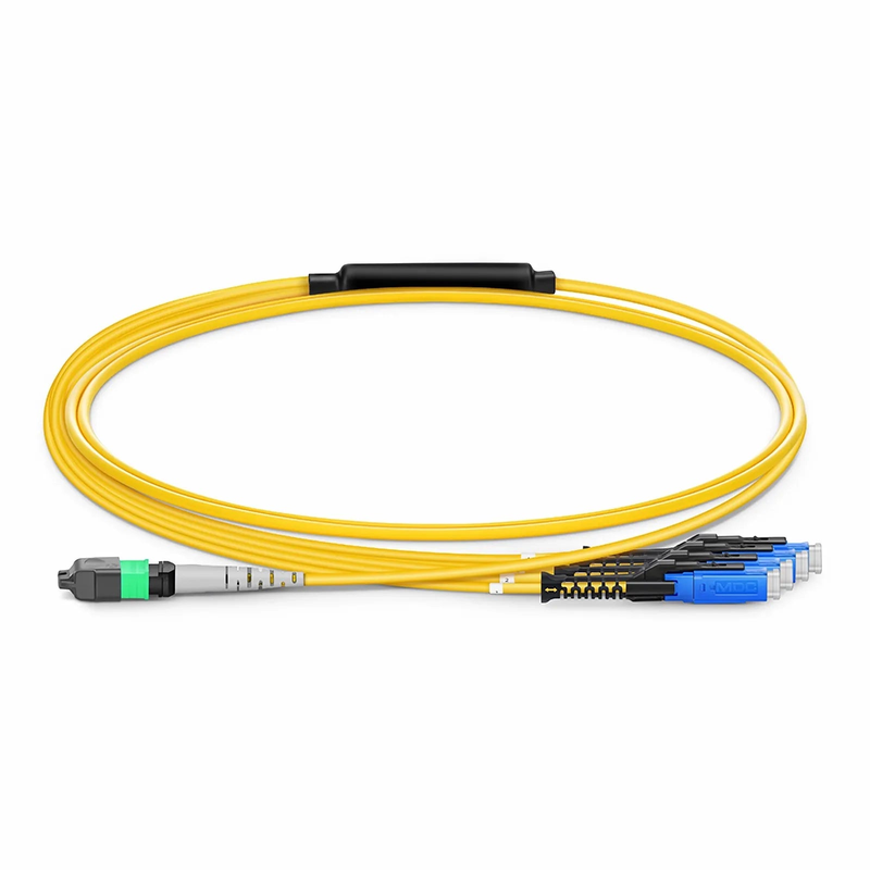 SFPS 1m (3ft) MTP® Harness, MTP®-8 APC (Female) to 4 MDC UPC Duplex, 8 Fibers, Single Mode (OS2), Plenum (OFNP), 0.35dB Max, Type B, Yellow SFPS