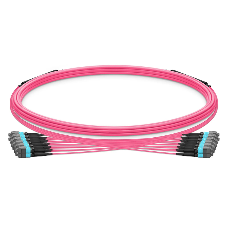 SFPS 5m (16ft) MTP® Trunk Cable, MTP®-12 UPC (Female) to MTP®-12 UPC (Female), 144 Fibers, Multimode (OM4), Plenum (OFNP), 0.20dB Max, Type B, Double Jacket, Magenta SFPS