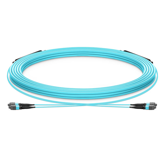 SFPS 30m (98ft) MTP® Trunk Cable, MTP®-12 UPC (Female) to MTP®-12 UPC (Female), 24 Fibers, Multimode (OM3), Plenum (OFNP), 0.20dB Max, Type B, Double Jacket, Aqua SFPS
