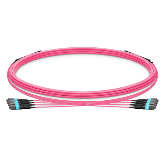 SFPS 5m (16ft) MTP® Trunk Cable, MTP®-12 UPC (Female) to MTP®-12 UPC (Female), 48 Fibers, Multimode (OM4), Plenum (OFNP), 0.20dB Max, Type B, Double Jacket, Magenta SFPS