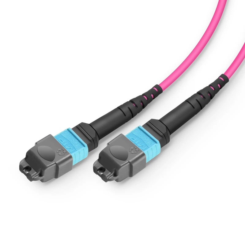 SFPS 10m (33ft) MTP® Breakout Cable, MTP®-24 UPC (Female) to 2 x MTP®-12 UPC (Female), 24 Fibers, Multimode (OM4), Plenum (OFNP), 0.35dB Max, Type A, Magenta SFPS