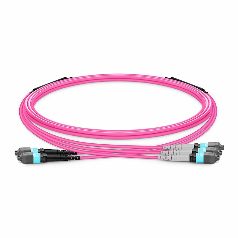 SFPS 3m (10ft) MTP® Breakout Cable, 2 x MTP®-12 UPC (Male) to 3 x MTP®-8 UPC (Female), 24 Fibers, Multimode (OM4), Plenum (OFNP), 0.35dB Max, Type A, Magenta SFPS