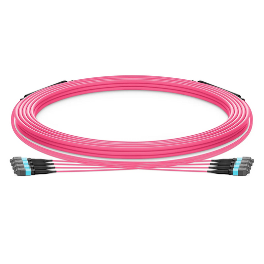 SFPS 30m (98ft) MTP® Trunk Cable, MTP®-12 UPC (Male) to MTP®-12 UPC (Male), 48 Fibers, Multimode (OM4), Plenum (OFNP), 0.20dB Max, Type B, Double Jacket, Magenta SFPS