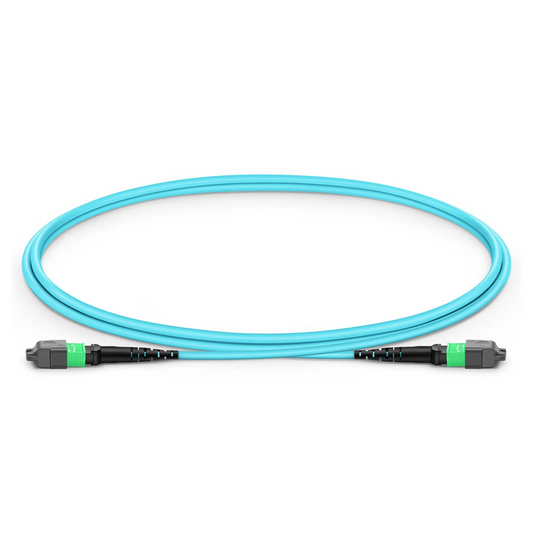 SFPS 1m (3ft) MTP® Jumper, MTP®-16 APC (Female) to MTP®-16 APC (Female), 16 Fibers, Multimode (OM3), Dual Rated (OFNR/LSZH), 0.35dB Max, Crossover, Aqua SFPS