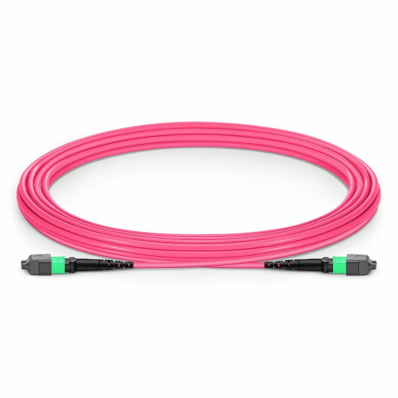 SFPS 5m (16ft) MTP® Jumper, MTP®-16 APC (Female) to MTP®-16 APC (Female), 16 Fibers, Multimode (OM4), Plenum (OFNP), 0.35dB Max, Crossover, Magenta SFPS