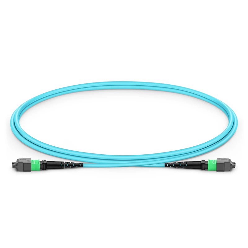 SFPS 1m (3ft) MTP® Jumper, MTP®-16 APC (Female) to MTP®-16 APC (Female), 16 Fibers, Multimode (OM3), Plenum (OFNP), 0.35dB Max, Crossover, Aqua SFPS