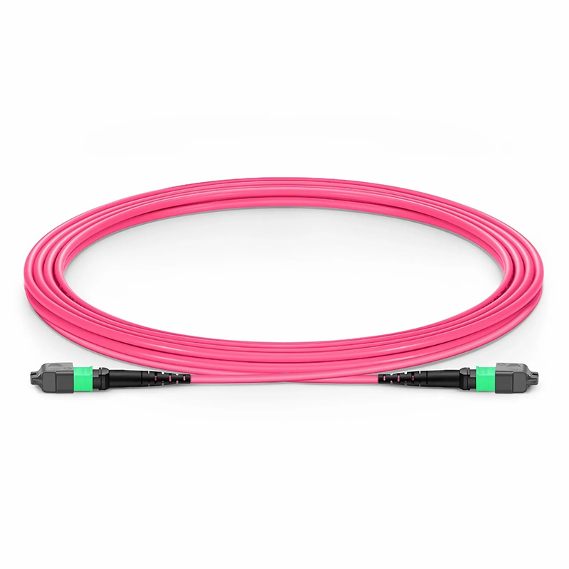 SFPS 3m (10ft) MTP® Jumper, MTP®-16 APC (Female) to MTP®-16 APC (Female), 16 Fibers, Multimode (OM4), Plenum (OFNP), 0.35dB Max, Crossover, Magenta SFPS