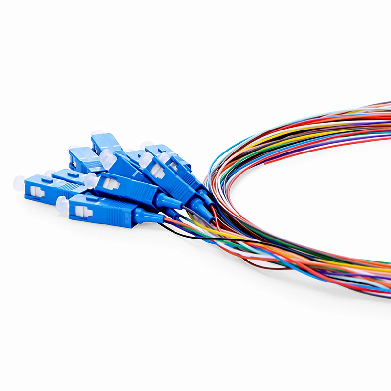 SFPS 2m (7ft) Fiber Pigtail, SC UPC to Unterminated, 12 Fibers, Unjacketed Color-Coded, OS2 Single Mode, PVC (Unrated), 0.9mm, 12-Color SFPS