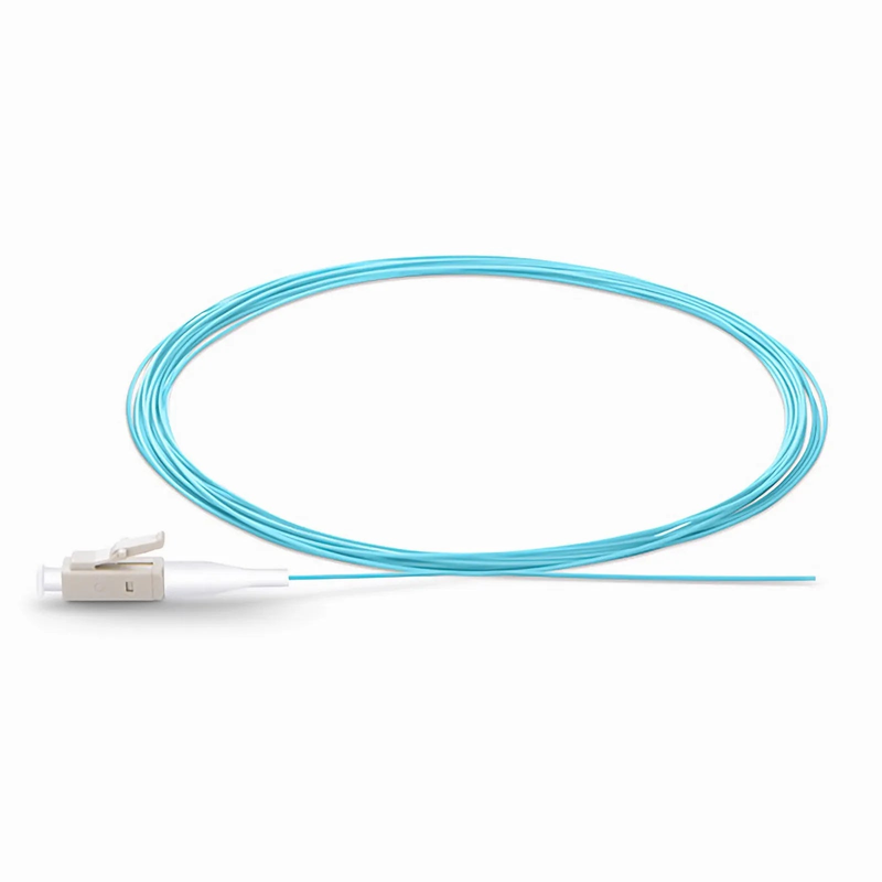 SFPS 1m (3ft) Fiber Pigtail, LC UPC to Unterminated, Simplex, OM3 Multimode, PVC (Unrated), 0.9mm, Aqua SFPS