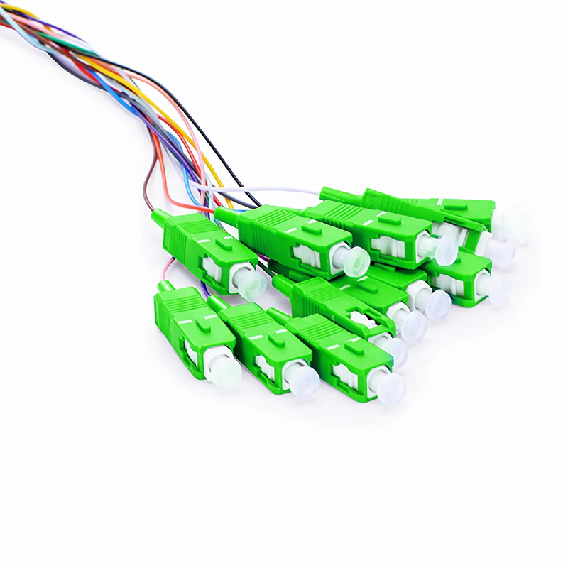 SFPS 1m (3ft) Fiber Pigtail, SC APC to Unterminated, 12 Fibers, Unjacketed Color-Coded, OS2 Single Mode, PVC (Unrated), 0.9mm, 12-Color SFPS