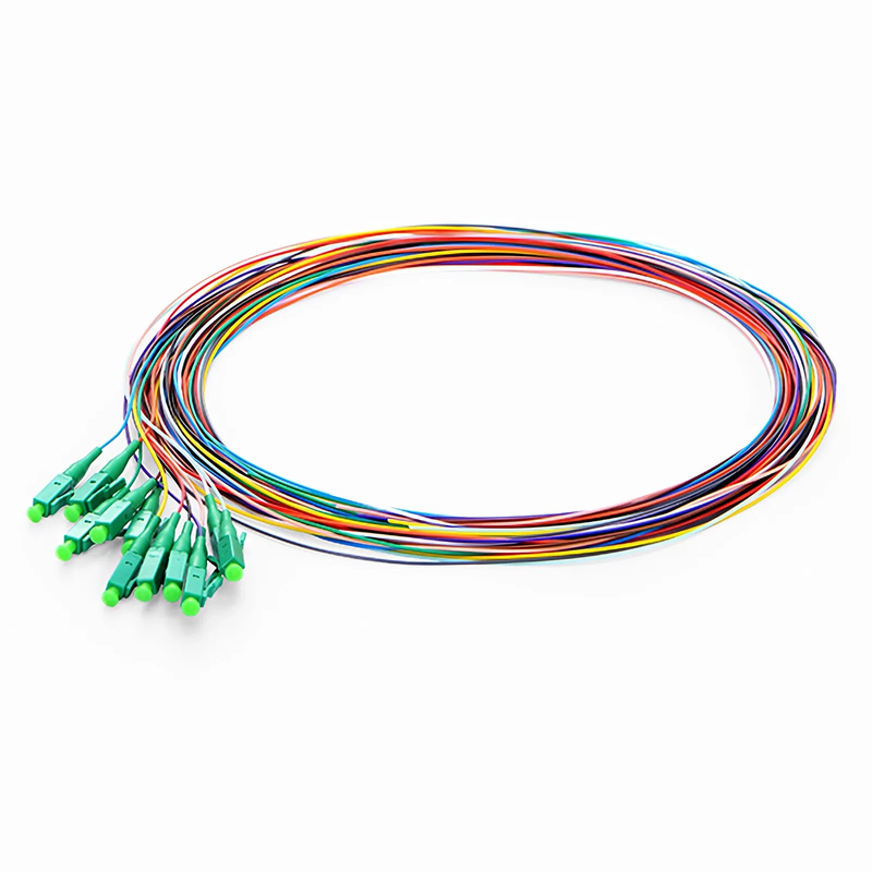 SFPS 1m (3ft) Fiber Pigtail, LC APC to Unterminated, 12 Fibers, Unjacketed Color-Coded, OS2 Single Mode, PVC (Unrated), 0.9mm, 12-Color SFPS