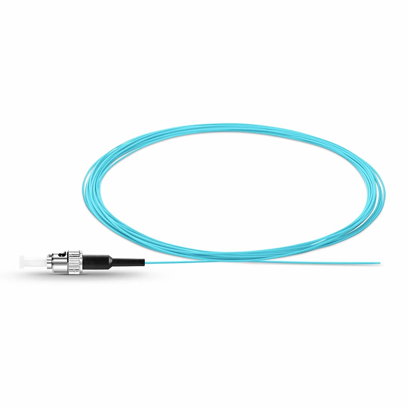 SFPS 2m (7ft) Fiber Pigtail, ST UPC to Unterminated, Simplex, OM3 Multimode, PVC (Unrated), 0.9mm, Aqua SFPS