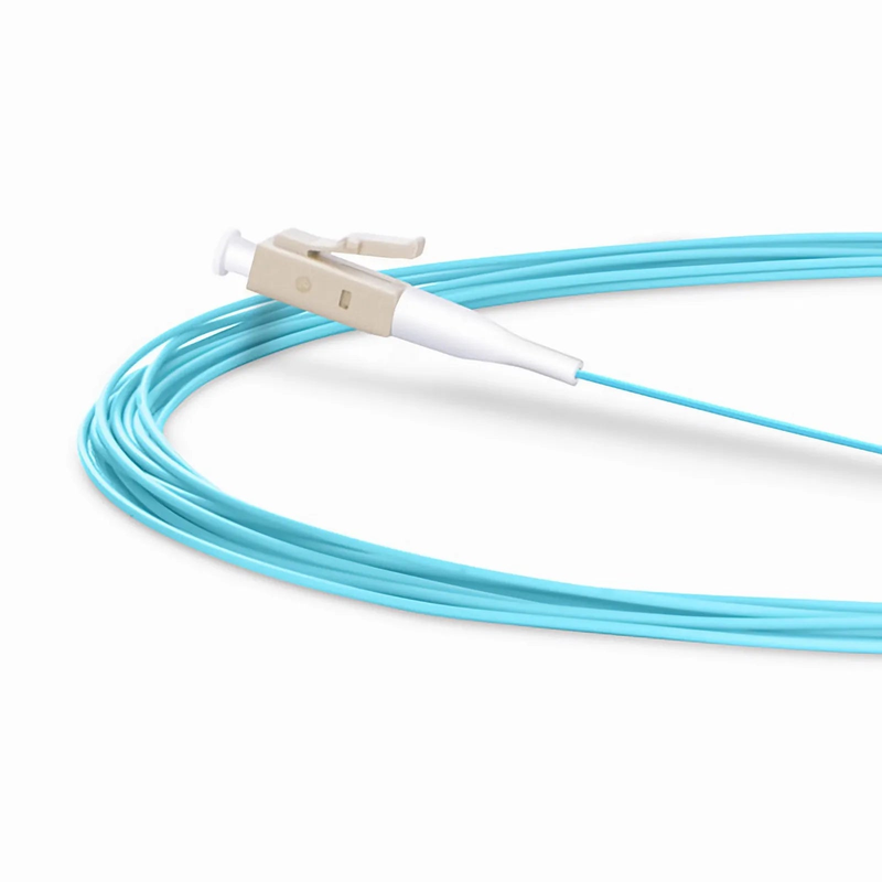 SFPS 1m (3ft) Fiber Pigtail, LC UPC to Unterminated, Simplex, OM3 Multimode, PVC (Unrated), 0.9mm, Aqua SFPS