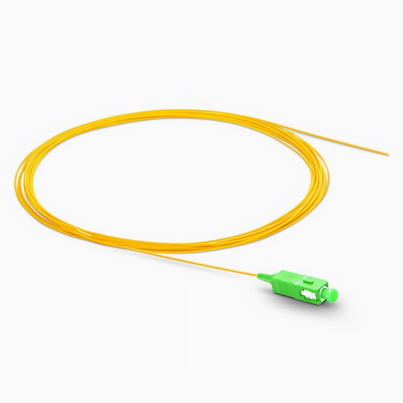 SFPS 1m (3ft) Fiber Pigtail, SC APC to Unterminated, Simplex, OS2 Single Mode, PVC (Unrated), 0.9mm, Yellow SFPS