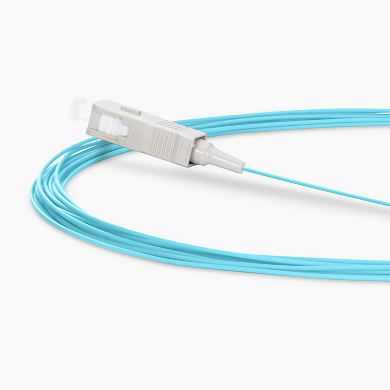 SFPS 1m (3ft) Fiber Pigtail, SC UPC to Unterminated, Simplex, OM3 Multimode, PVC (Unrated), 0.9mm, Aqua