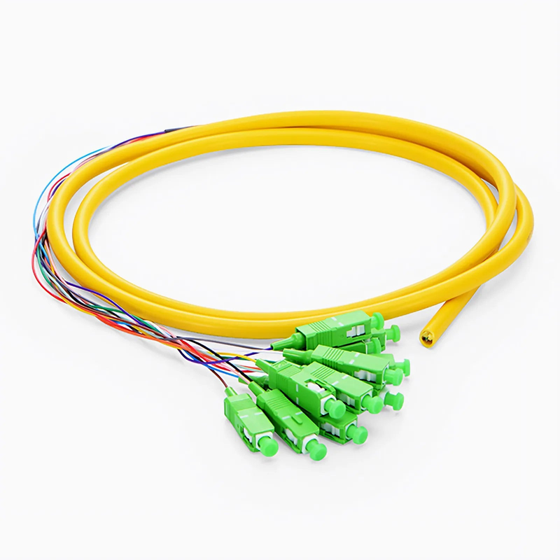 SFPS 1.5m (5ft) Fiber Pigtail, SC APC to Unterminated, 12 Fibers, Bunch, OS2 Single Mode, PVC (Unrated), 0.9mm, Yellow SFPS