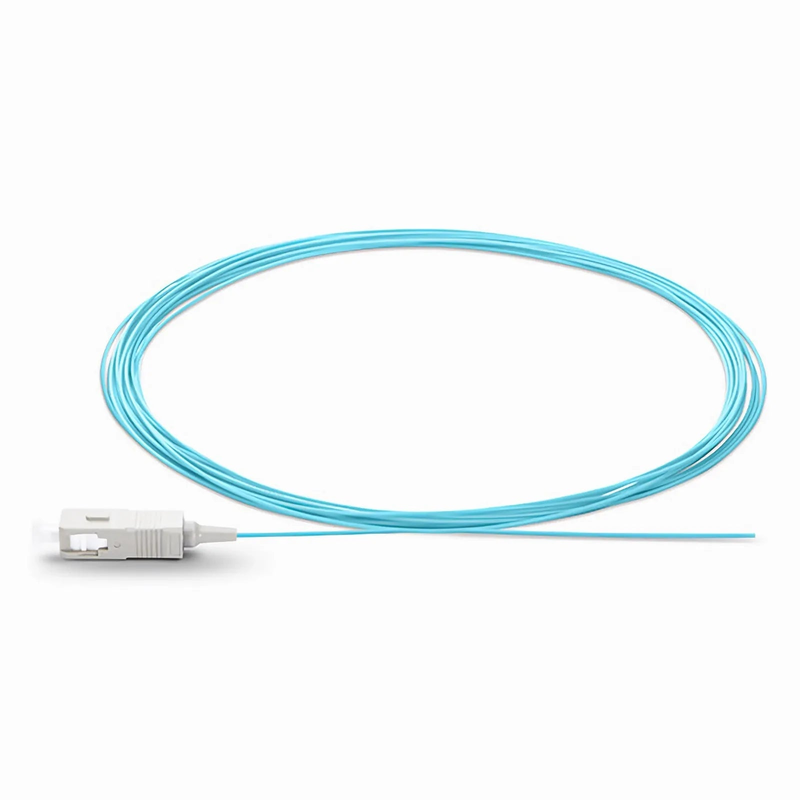 SFPS 1m (3ft) Fiber Pigtail, SC UPC to Unterminated, Simplex, OM3 Multimode, PVC (Unrated), 0.9mm, Aqua SFPS