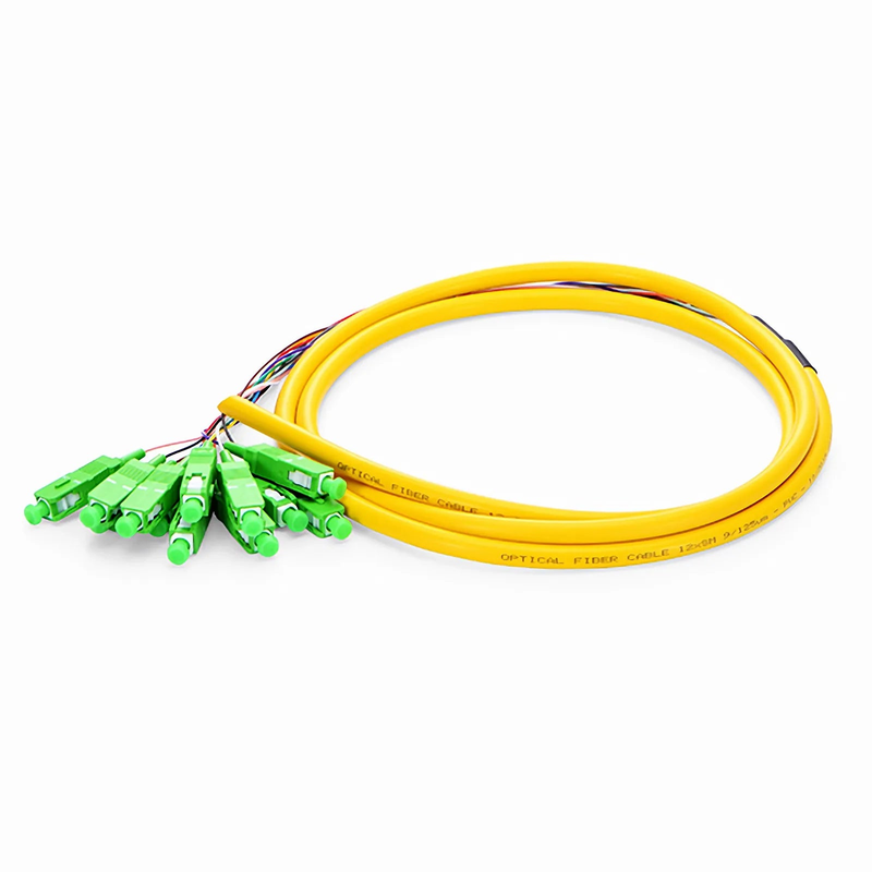 SFPS 1.5m (5ft) Fiber Pigtail, SC APC to Unterminated, 12 Fibers, Bunch, OS2 Single Mode, PVC (Unrated), 0.9mm, Yellow SFPS