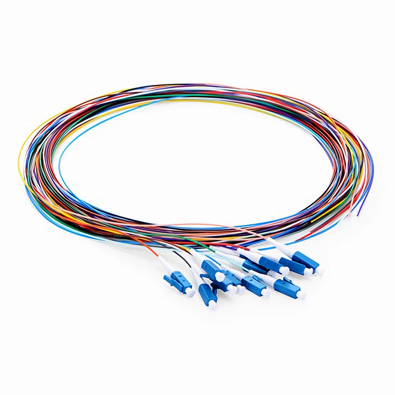 SFPS 1m (3ft) Fiber Pigtail, LC UPC to Unterminated, 12 Fibers, Unjacketed Color-Coded, OS2 Single Mode, PVC (Unrated), 0.9mm, 12-Color SFPS