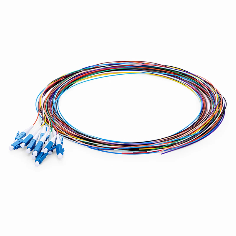 SFPS 1m (3ft) Fiber Pigtail, LC UPC to Unterminated, 12 Fibers, Unjacketed Color-Coded, OS2 Single Mode, PVC (Unrated), 0.9mm, 12-Color SFPS