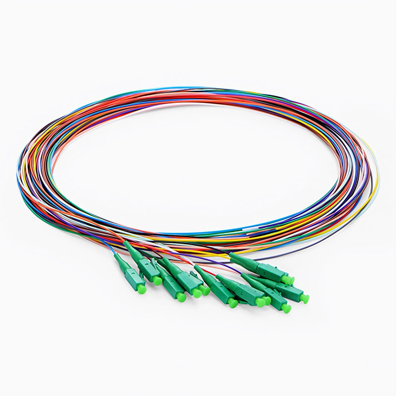 SFPS 1m (3ft) Fiber Pigtail, LC APC to Unterminated, 12 Fibers, Unjacketed Color-Coded, OS2 Single Mode, PVC (Unrated), 0.9mm, 12-Color SFPS