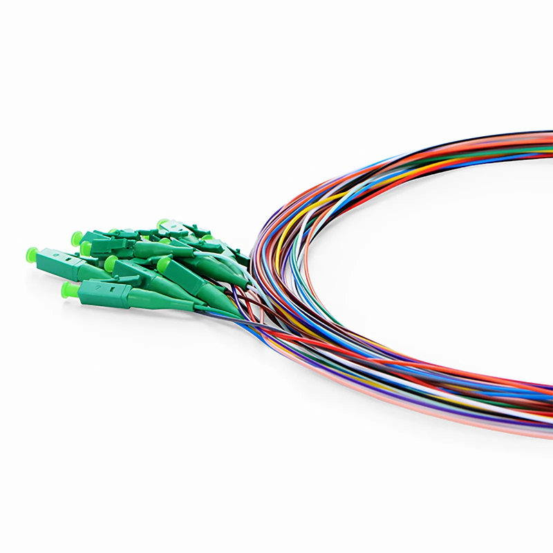 SFPS 1m (3ft) Fiber Pigtail, LC APC to Unterminated, 12 Fibers, Unjacketed Color-Coded, OS2 Single Mode, PVC (Unrated), 0.9mm, 12-Color SFPS