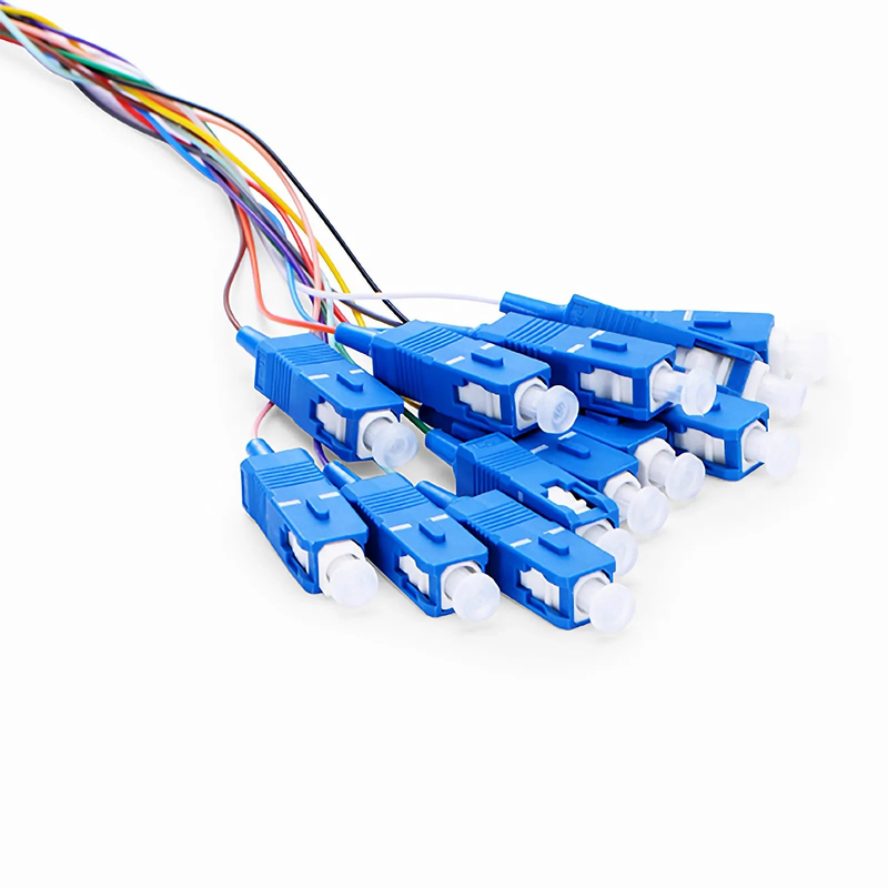 SFPS 1m (3ft) Fiber Pigtail, SC UPC to Unterminated, 12 Fibers, Unjacketed Color-Coded, OS2 Single Mode, PVC (Unrated), 0.9mm, 12-Color SFPS