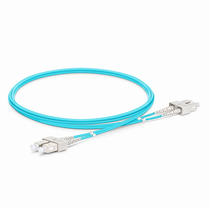 SFPS 2m (7ft) Fiber Patch Cable, 2 Fibers, SC UPC Duplex to SC UPC Duplex, Multimode (OM4), Riser (OFNR), 1.6mm, Tight-Buffered, Aqua SFPS