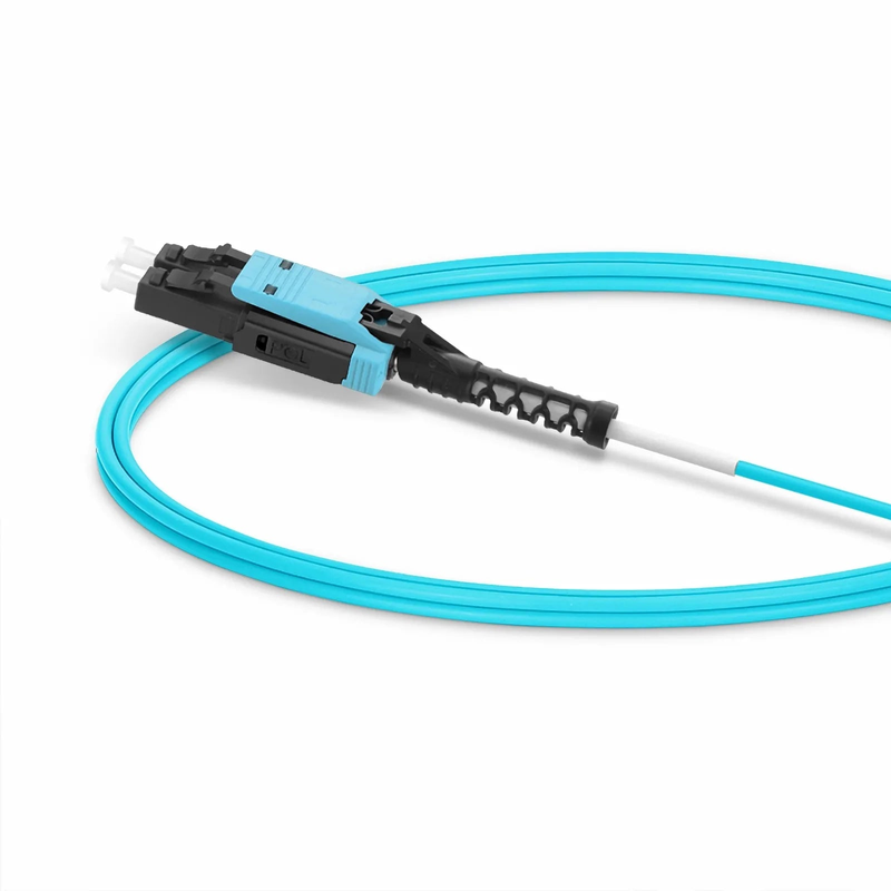 SFPS 2m (7ft) Fiber Patch Cable, 2 Fibers, LC UPC Duplex to LC UPC Duplex Flat Clip with Push-Pull Boot Uniboot, Multimode (OM4), Riser (OFNR), 2.0mm, Aqua SFPS