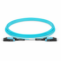 SFPS 15m (49ft) Fiber Patch Cable, 2 Fibers, LC UPC Duplex to LC UPC Duplex Flat Clip with Push-Pull Boot Uniboot, Multimode (OM4), Riser (OFNR), 2.0mm, Aqua SFPS