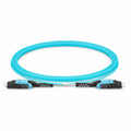 SFPS 5m (16ft) Fiber Patch Cable, 2 Fibers, LC UPC Duplex to LC UPC Duplex Flat Clip with Push-Pull Boot Uniboot, Multimode (OM4), Riser (OFNR), 2.0mm, Aqua SFPS