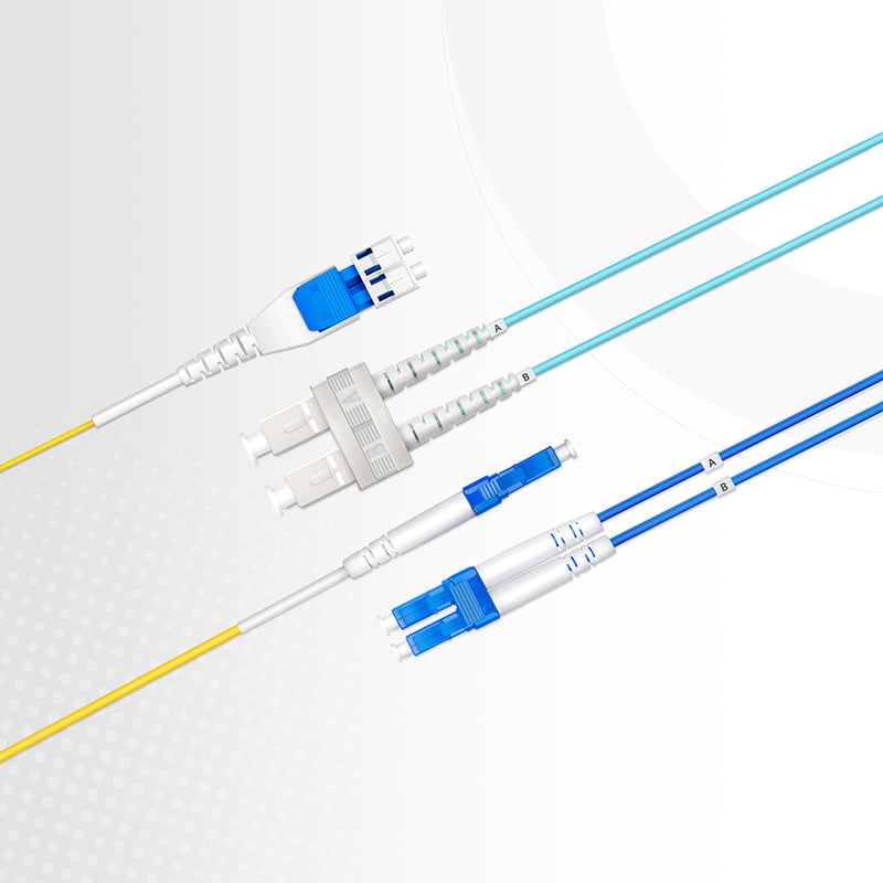 SFPS 5m (16ft) Fiber Patch Cable, 2 Fibers, LC UPC Duplex to LC UPC Duplex Flat Clip with Push-Pull Boot Uniboot, Multimode (OM4), Riser (OFNR), 2.0mm, Aqua SFPS