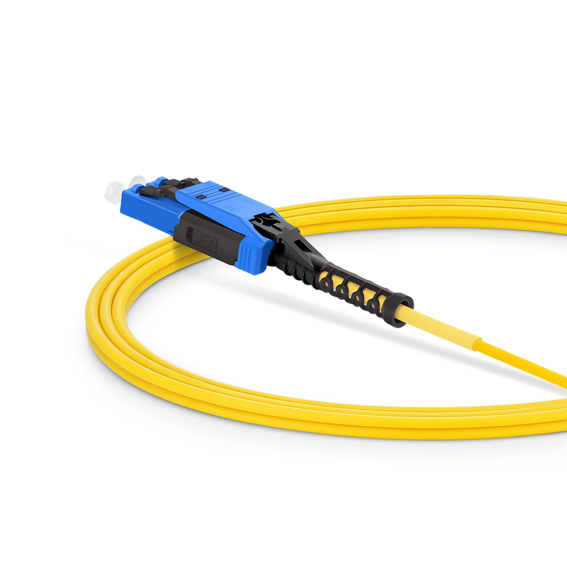 SFPS 5m (16ft) Fiber Patch Cable, 2 Fibers, LC UPC Duplex to LC UPC Duplex Flat Clip with Push-Pull Boot Uniboot, Single Mode (OS2), Riser (OFNR), 2.0mm, Yellow SFPS