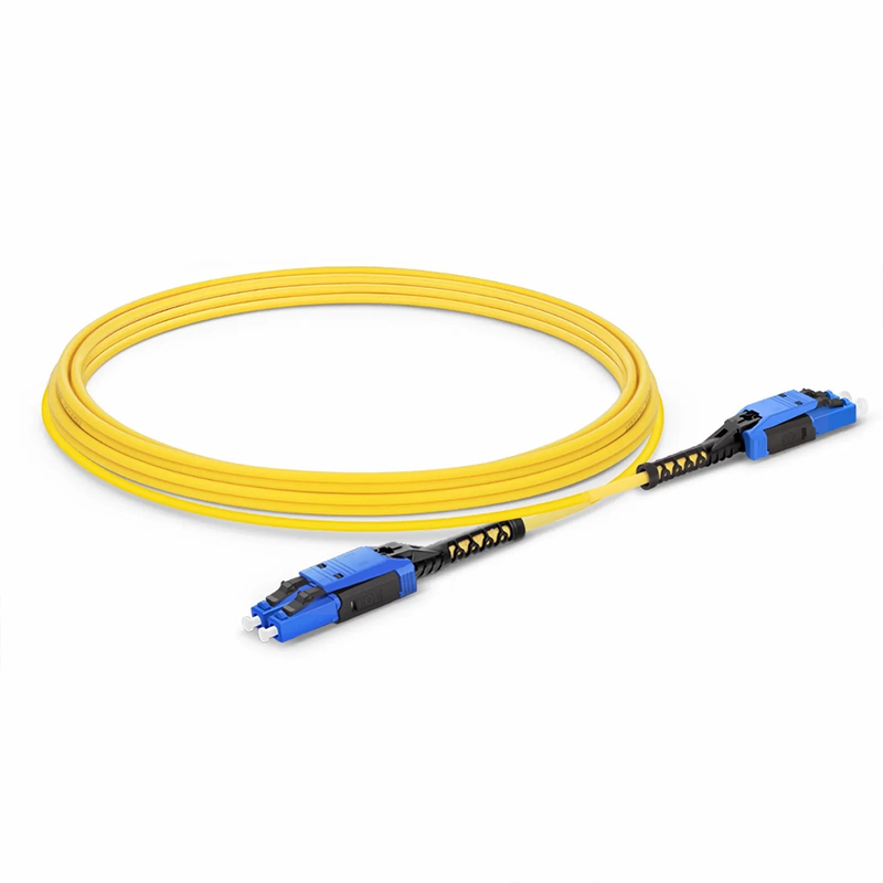 SFPS 15m (49ft) Fiber Patch Cable, 2 Fibers, LC UPC Duplex to LC UPC Duplex Flat Clip with Push-Pull Boot Uniboot, Single Mode (OS2), Riser (OFNR), 2.0mm, Yellow SFPS