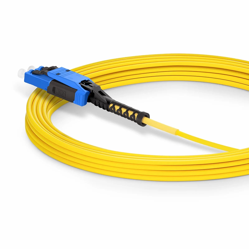 SFPS 30m (98ft) Fiber Patch Cable, 2 Fibers, LC UPC Duplex to LC UPC Duplex Flat Clip with Push-Pull Boot Uniboot, Single Mode (OS2), Riser (OFNR), 2.0mm, Yellow SFPS