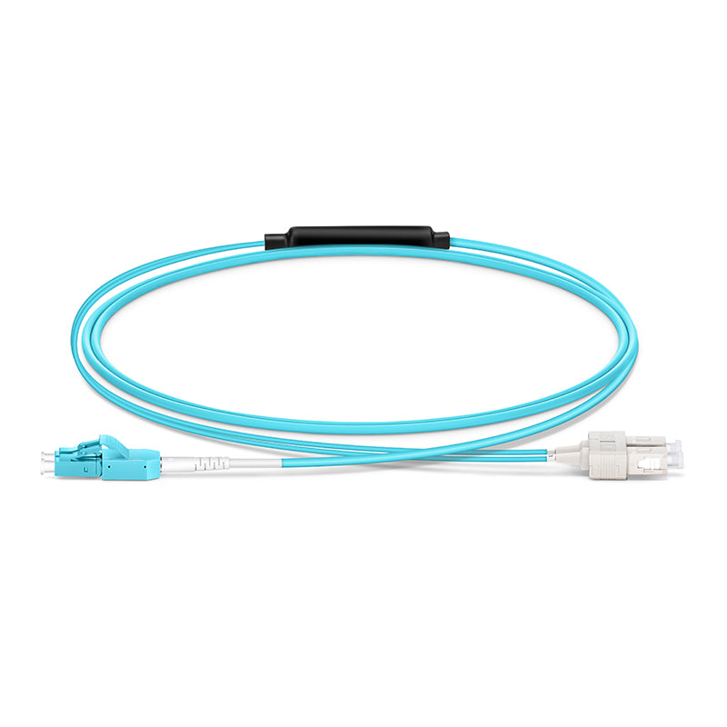 SFPS 1m (3ft) Fiber Patch Cable, 2 Fibers, LC UPC Duplex Standard Clip Uniboot to SC UPC Duplex, Multimode (OM4), Riser (OFNR), 2.0/0.9mm, Aqua SFPS