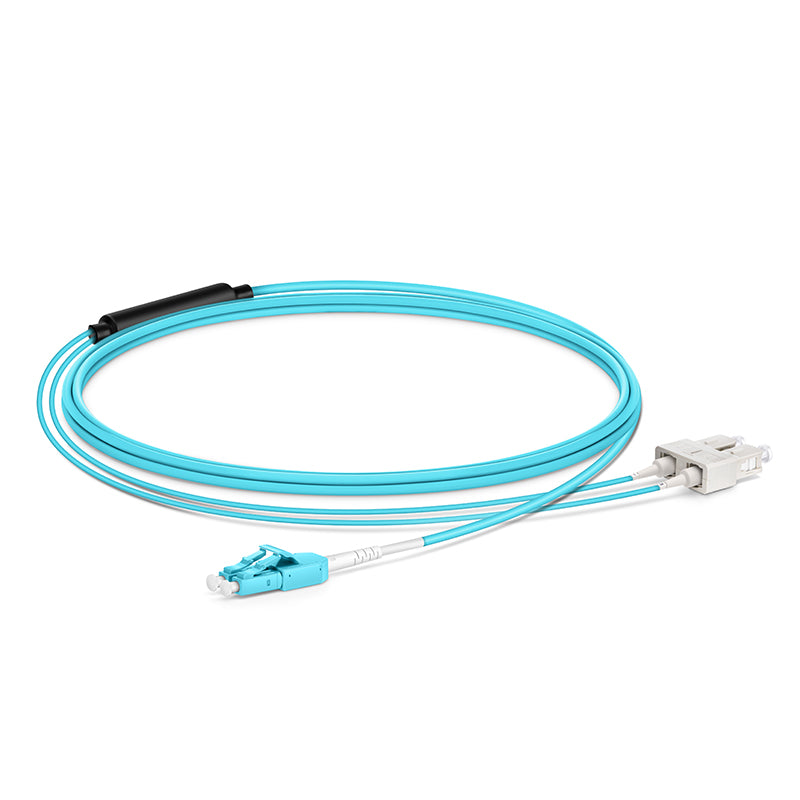 SFPS 2m (7ft) Fiber Patch Cable, 2 Fibers, LC UPC Duplex Standard Clip Uniboot to SC UPC Duplex, Multimode (OM4), Riser (OFNR), 2.0/0.9mm, Aqua SFPS