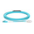 SFPS 10m (33ft) Fiber Patch Cable, 2 Fibers, LC UPC Duplex Standard Clip Uniboot to SC UPC Duplex, Multimode (OM4), Riser (OFNR), 2.0/0.9mm, Aqua SFPS