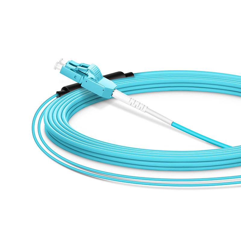 SFPS 10m (33ft) Fiber Patch Cable, 2 Fibers, LC UPC Duplex Standard Clip Uniboot to SC UPC Duplex, Multimode (OM4), Riser (OFNR), 2.0/0.9mm, Aqua SFPS